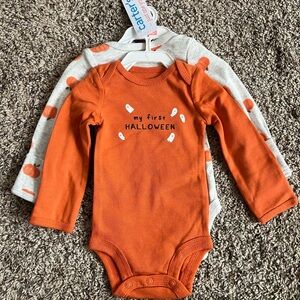 Carters My First Halloween Onesie Set - Ghosts - Pumpkins - Orange - Gray